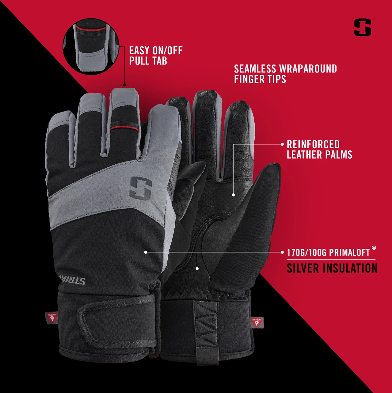 Striker Ice - Apex Gloves - Black / Gray - Image 3