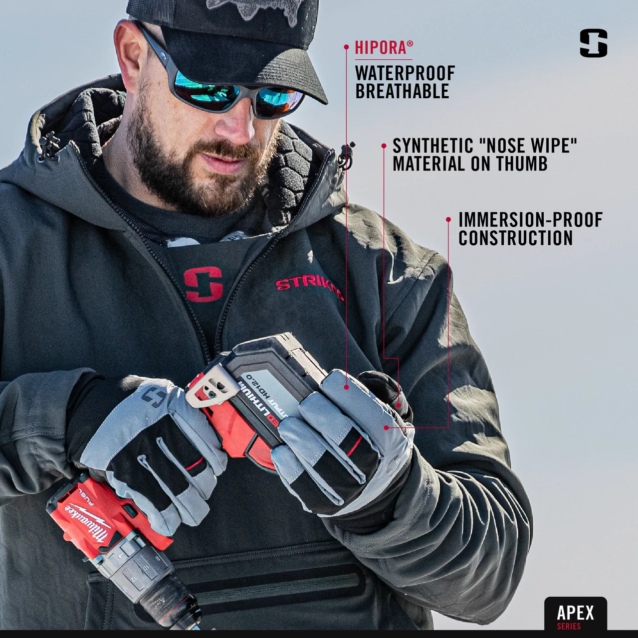 Striker Ice - Apex Gloves - Black / Gray - Image 4