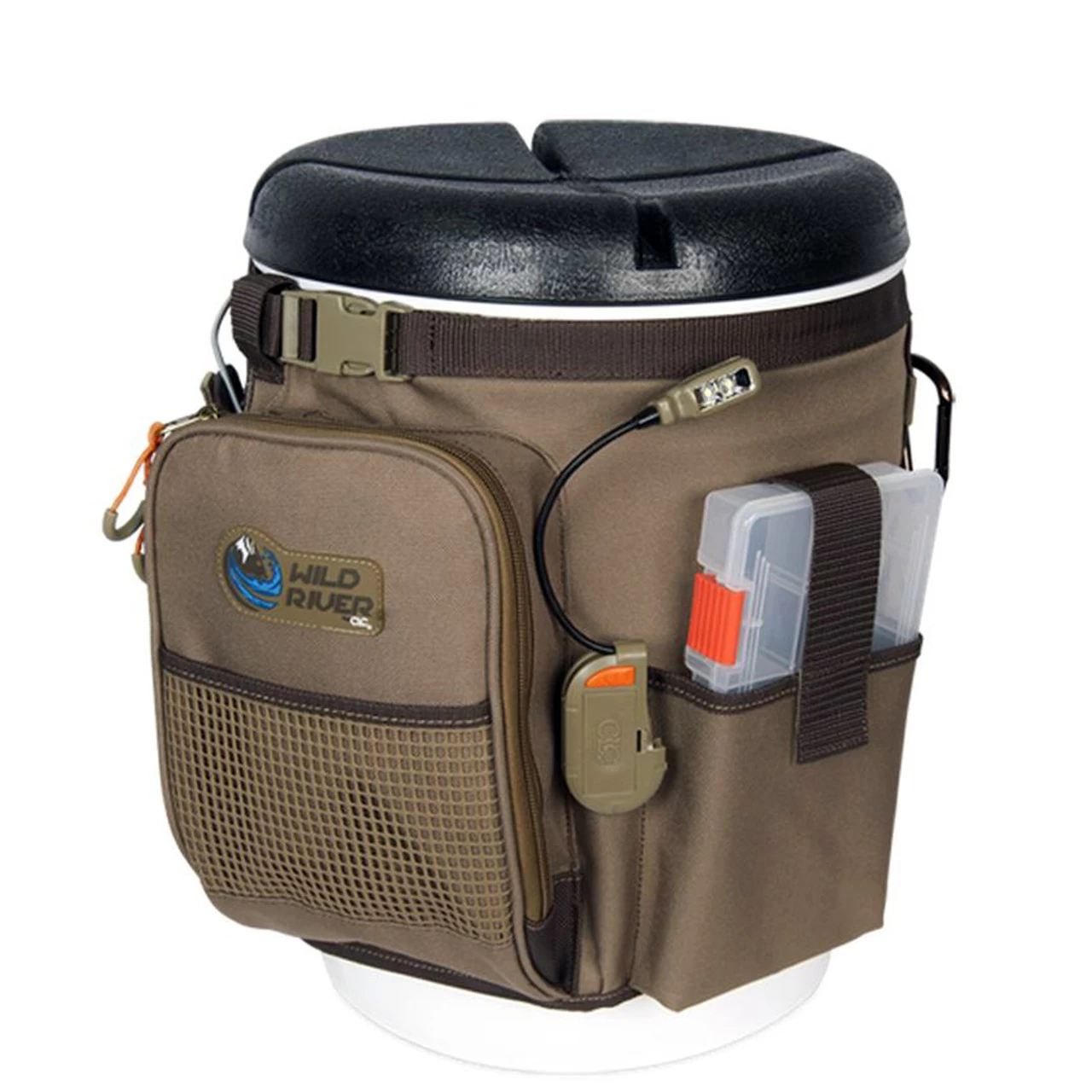 Wild River RIGGER 5 Gallon Bucket Organizer W/Lights, Plier Holder & Lanyard, 2 PT3500 Trays & Bucket W/Seat