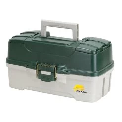 Plano 3-Tray Tackle Box W/Dual Top Access - Dark Green Metallic/Off White - PMC620306