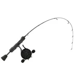 13 Fishing - FreeFall Ghost Stealth Edition Ice Combo 27" UL - FF Ghost + Tickle Stick (Reel Seat Handle) - Left Hand - Black/Grey Camo
